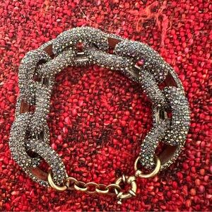 J. Crew Pave Crystal-Embellished Chunky Chain Bracelet in Gunmetal Sparkle